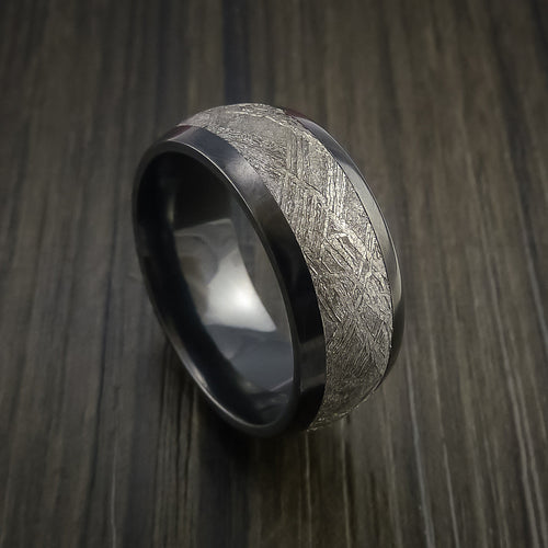 Crown XVII - Black Zirconium Men's Ring with Gibeon Meteorite Inlay Wedding Ring - Nura Lab