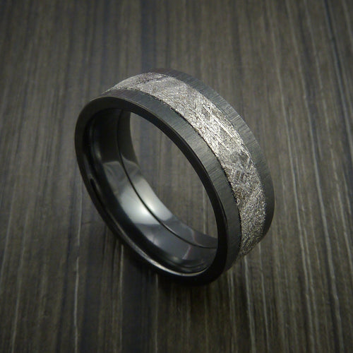 Baron XVII - Black Zirconium Men's Ring with Gibeon Meteorite Inlay Wedding Ring - Nura Lab