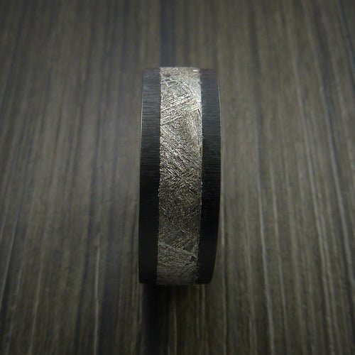 Baron XVII - Black Zirconium Men's Ring with Gibeon Meteorite Inlay Wedding Ring - view 3 - Nura Lab