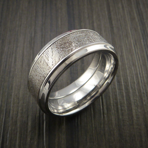 Resolute XVII - Cobalt Chrome Men's Ring with Gibeon Meteorite Inlay Wedding Ring - view 4 - Nura Lab