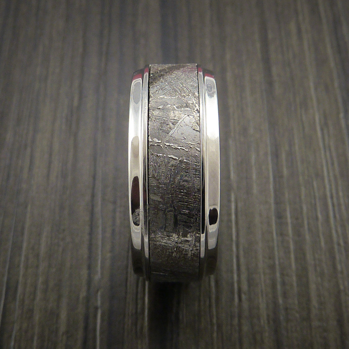 Resolute XVII - Cobalt Chrome Men's Ring with Gibeon Meteorite Inlay Wedding Ring - view 3 - Nura Lab