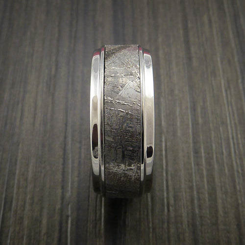 Resolute XVII - Cobalt Chrome Men's Ring with Gibeon Meteorite Inlay Wedding Ring - view 3 - Nura Lab