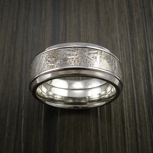 Resolute XVII - Cobalt Chrome Men's Ring with Gibeon Meteorite Inlay Wedding Ring - view 2 - Nura Lab