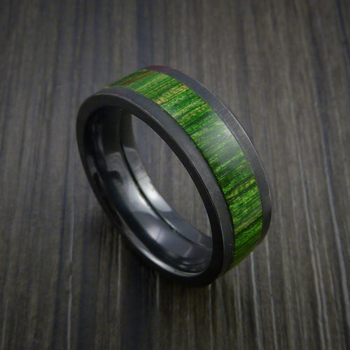 Griffin XII - Black Zirconium Men's Ring with Wood Inlay Wedding Ring - Nura Lab