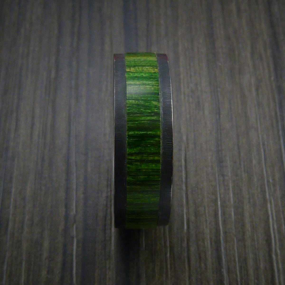 Griffin XII - Black Zirconium Men's Ring with Wood Inlay Wedding Ring - view 4 - Nura Lab