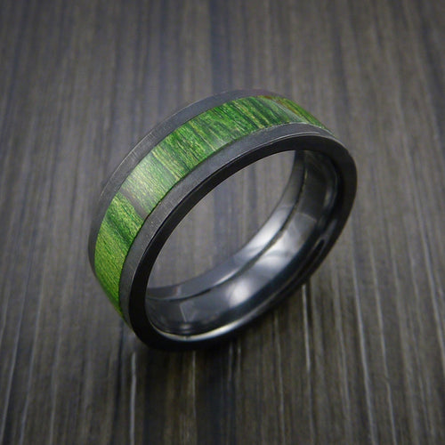 Griffin XII - Black Zirconium Men's Ring with Wood Inlay Wedding Ring - view 3 - Nura Lab