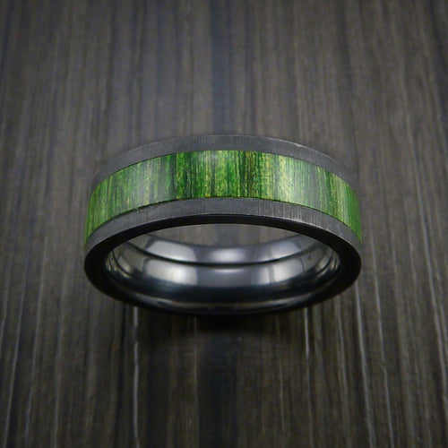Griffin XII - Black Zirconium Men's Ring with Wood Inlay Wedding Ring - view 2 - Nura Lab