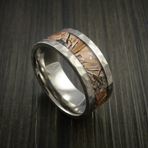 Stonehaven XVIII - Hammered Inconel Men's Ring with Camo Inlay Wedding Ring - Nura Lab