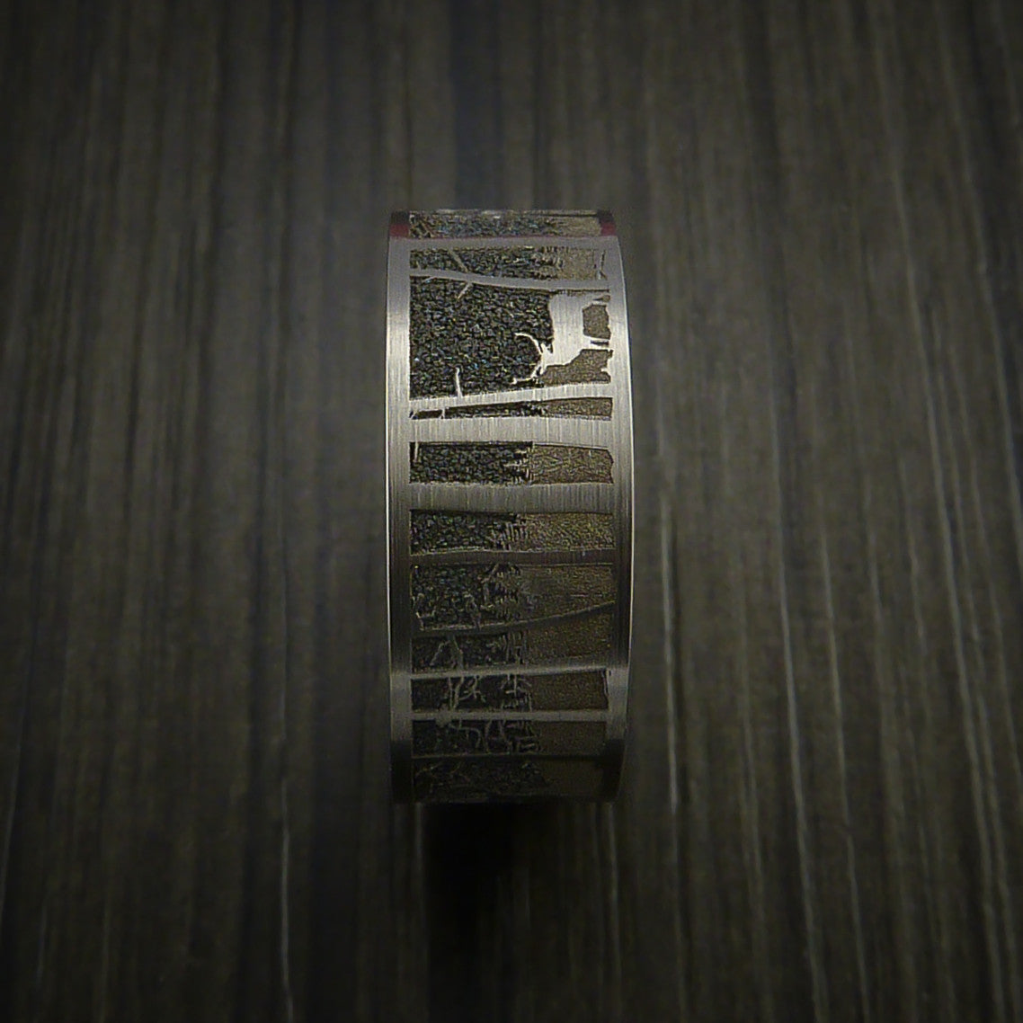 Nightfall XII - Elk in the Woods Hunter Wedding Men's Wedding Ring Cobalt Chrome Band - view 4 - Nura Lab