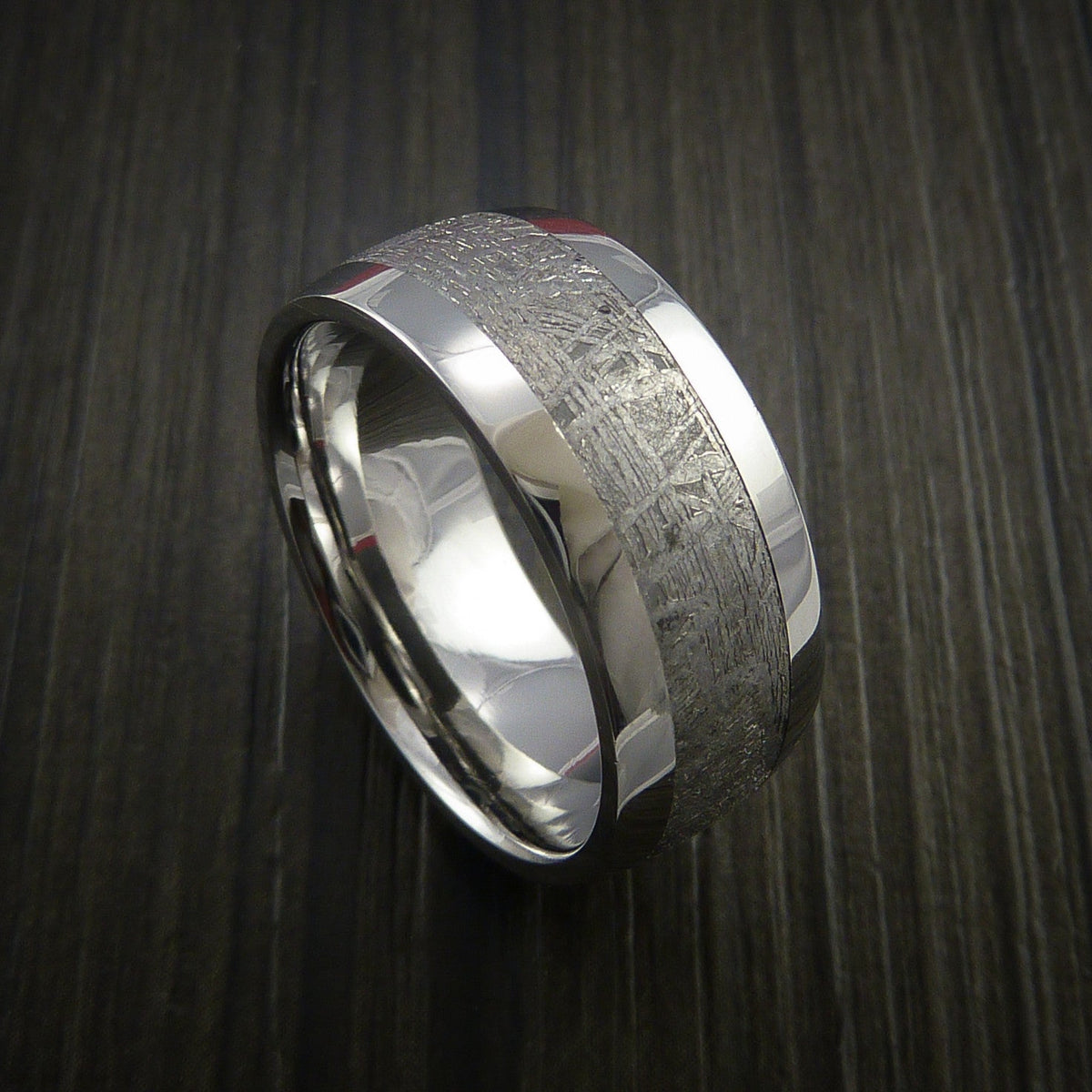King Arthur XVII - Gibeon Meteorite in Cobalt Chrome Wedding Men's Wedding Ring - Nura Lab