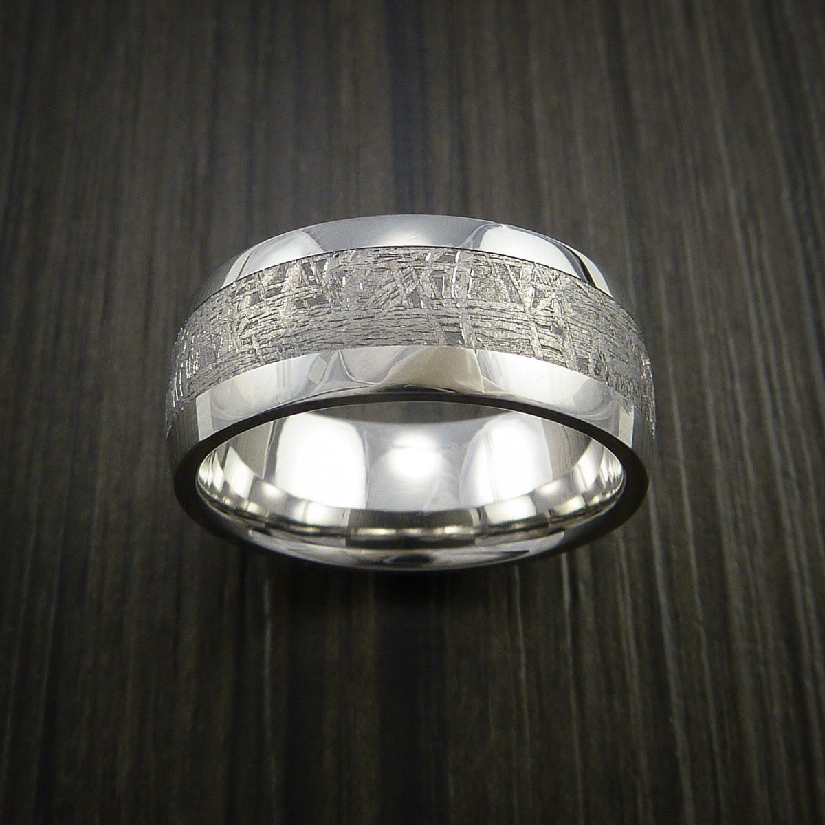 Steel XVII - Gibeon Meteorite in Inconel Wedding Men's Wedding Ring - view 2 - Nura Lab
