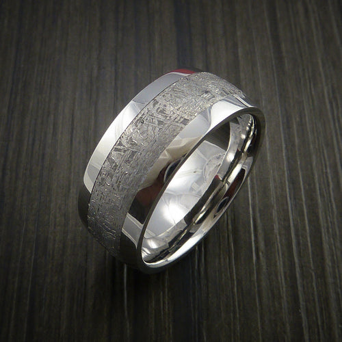 King Arthur XVII - Gibeon Meteorite in Cobalt Chrome Wedding Men's Wedding Ring - view 4 - Nura Lab