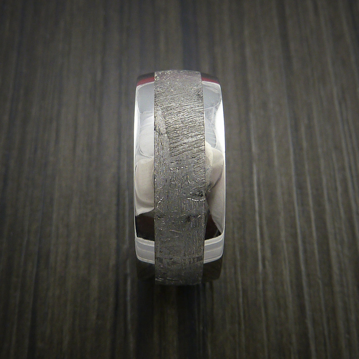 King Arthur XVII - Gibeon Meteorite in Cobalt Chrome Wedding Men's Wedding Ring - view 3 - Nura Lab