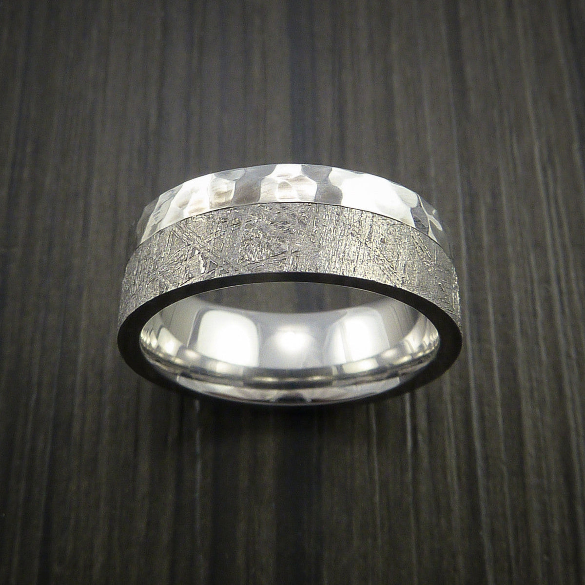 Onyx XVII - Gibeon Meteorite in Cobalt Chrome Wedding Men's Wedding Ring - view 3 - Nura Lab