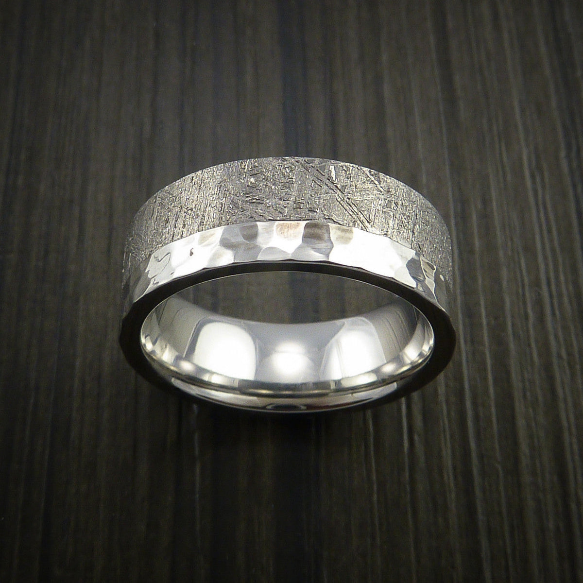 Onyx XVII - Gibeon Meteorite in Cobalt Chrome Wedding Men's Wedding Ring - view 2 - Nura Lab