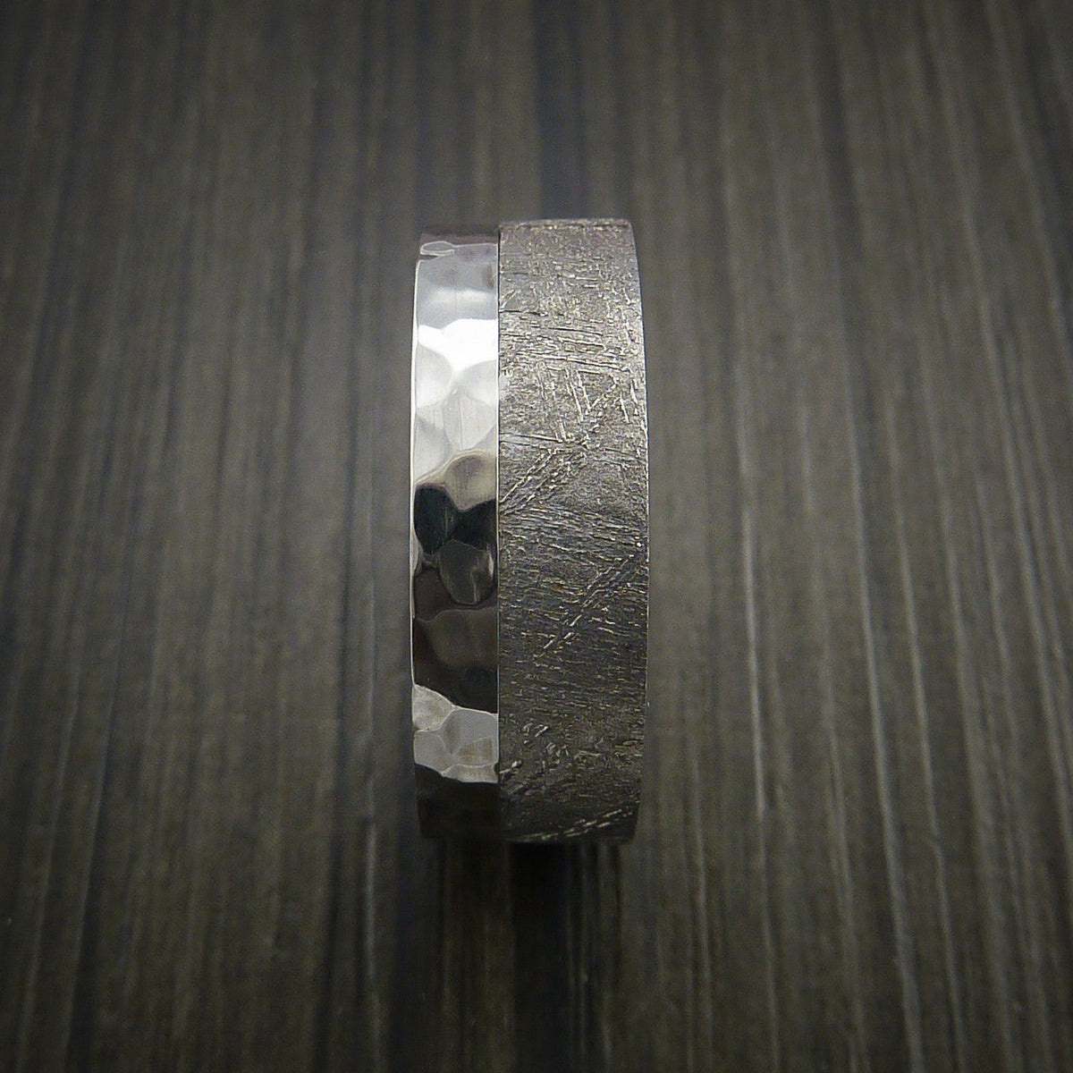Onyx XVII - Gibeon Meteorite in Cobalt Chrome Wedding Men's Wedding Ring - view 5 - Nura Lab