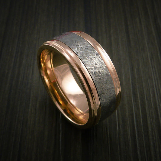 Redwood XVII - Gibeon Meteorite in Rose Gold Wedding Men's Wedding Ring - Nura Lab