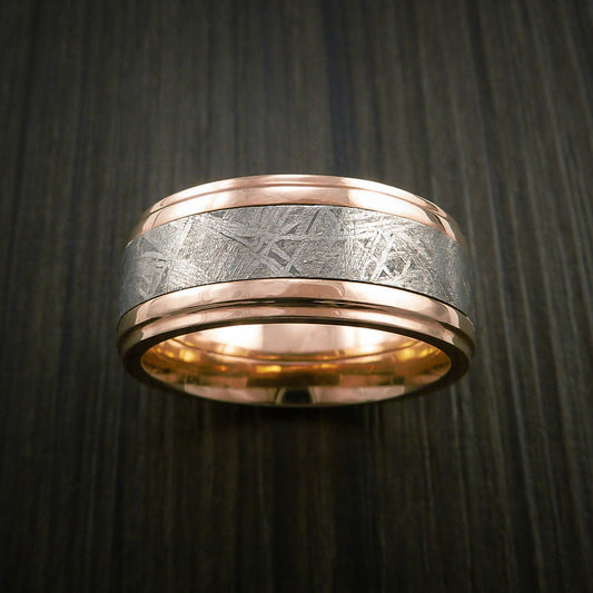 Redwood XVII - Gibeon Meteorite in Rose Gold Wedding Men's Wedding Ring - view 2 - Nura Lab