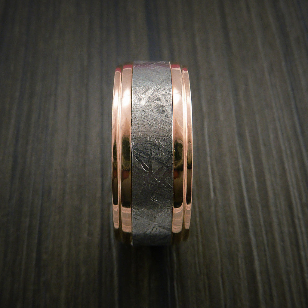 Redwood XVII - Gibeon Meteorite in Rose Gold Wedding Men's Wedding Ring - view 4 - Nura Lab