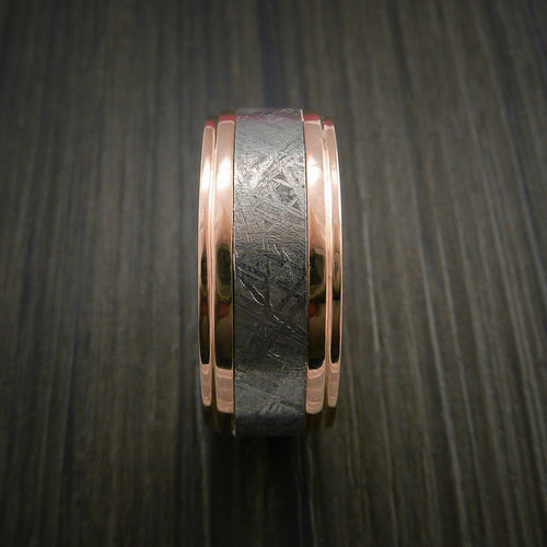Redwood XVII - Gibeon Meteorite in Rose Gold Wedding Men's Wedding Ring - view 4 - Nura Lab