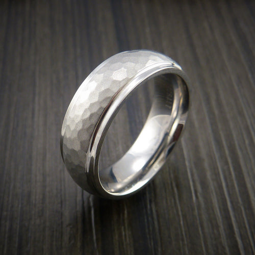 Sovereign XVIII - Cobalt Chrome Hammer Finish Wedding Ring Engagement Men's Ring - view 3 - Nura Lab