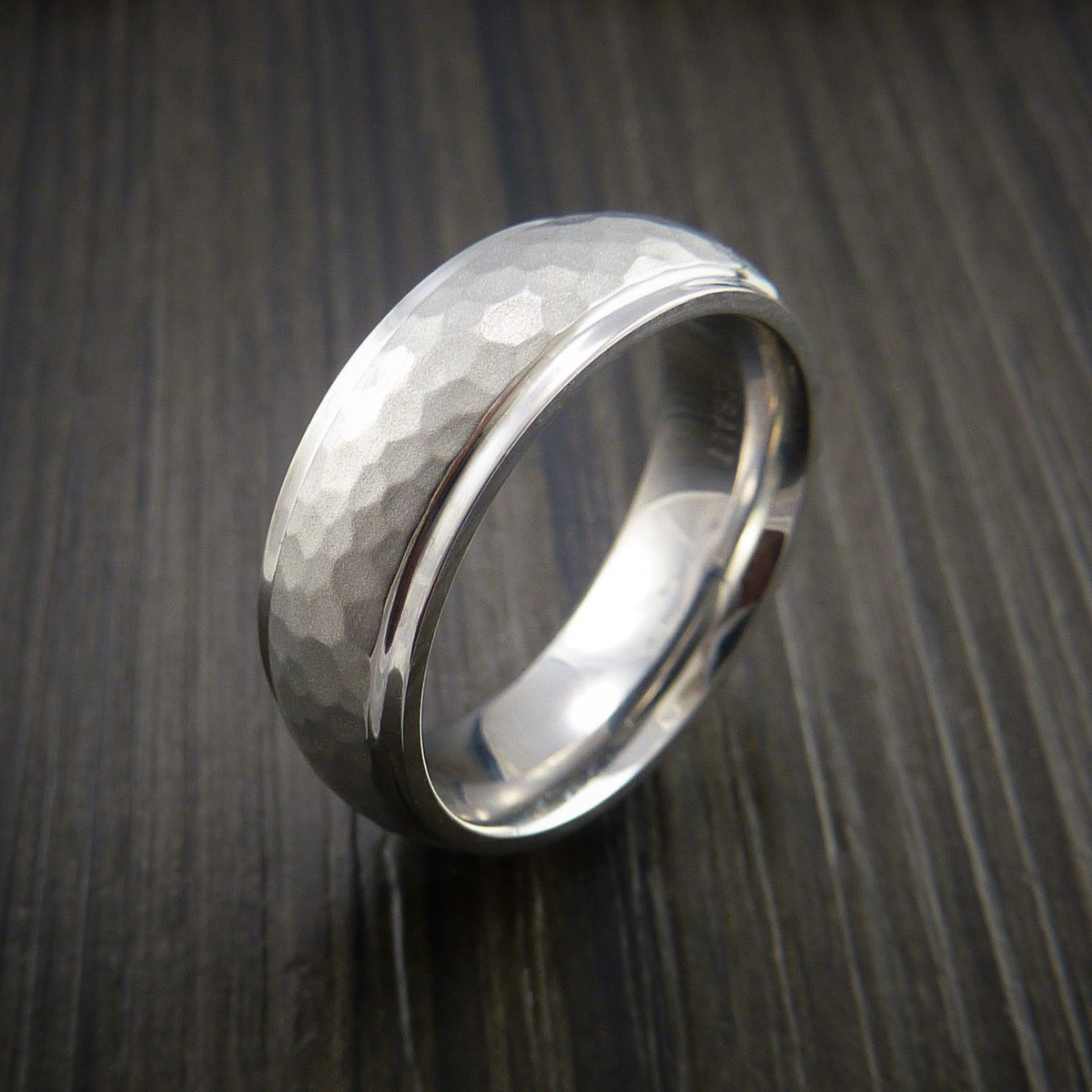 King Edward XVIII - Inconel Hammer Finish Wedding Ring Engagement Men's Ring - view 3 - Nura Lab