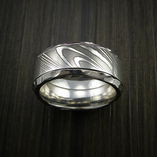 Midnight X - Damascus Steel in Inconel Wedding Men's Wedding Ring - view 2 - Nura Lab