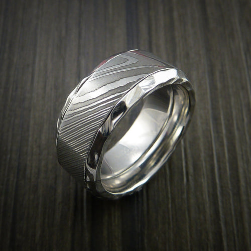 Midnight X - Damascus Steel in Inconel Wedding Men's Wedding Ring - view 4 - Nura Lab