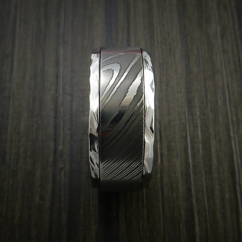 Midnight X - Damascus Steel in Inconel Wedding Men's Wedding Ring - view 3 - Nura Lab