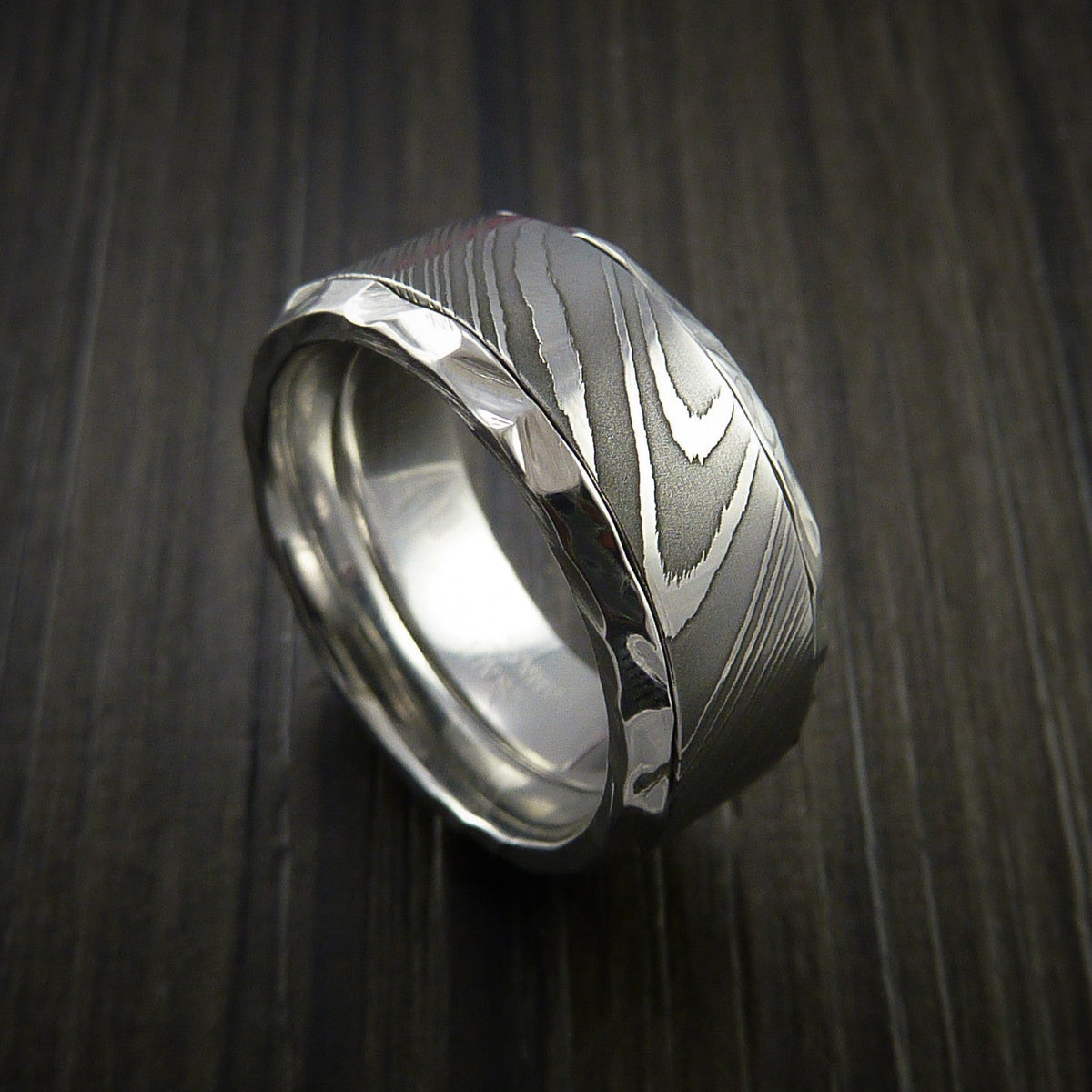 Midnight X - Damascus Steel in Inconel Wedding Men's Wedding Ring - Nura Lab