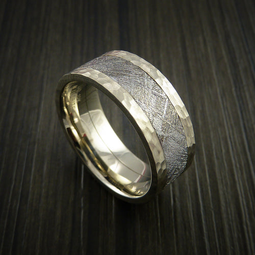 Achilles XVII - Gibeon Meteorite in White Gold Wedding Men's Wedding Ring - Nura Lab