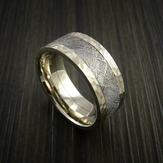 Achilles XVII - Gibeon Meteorite in White Gold Wedding Men's Wedding Ring - Nura Lab