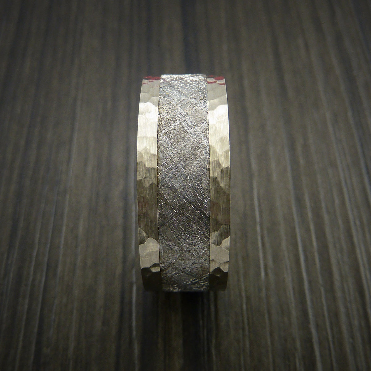 Achilles XVII - Gibeon Meteorite in White Gold Wedding Men's Wedding Ring - view 4 - Nura Lab