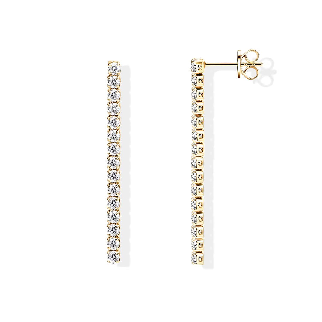 Patricia Row Stone Moissanite Earrings by Nura Lab in 14K yellow gold plating over S925 sterling silver