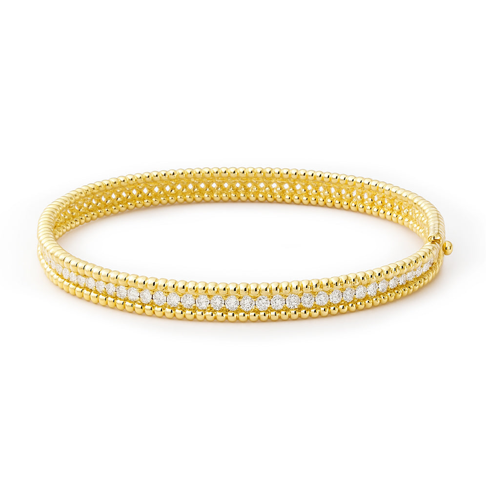 Éclat Beaded Moissanite Bangle by Nura Lab in 14K yellow gold plating over sterling silver