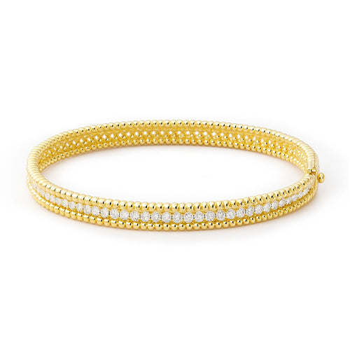 Éclat Beaded Moissanite Bangle by Nura Lab in 14K yellow gold plating over sterling silver