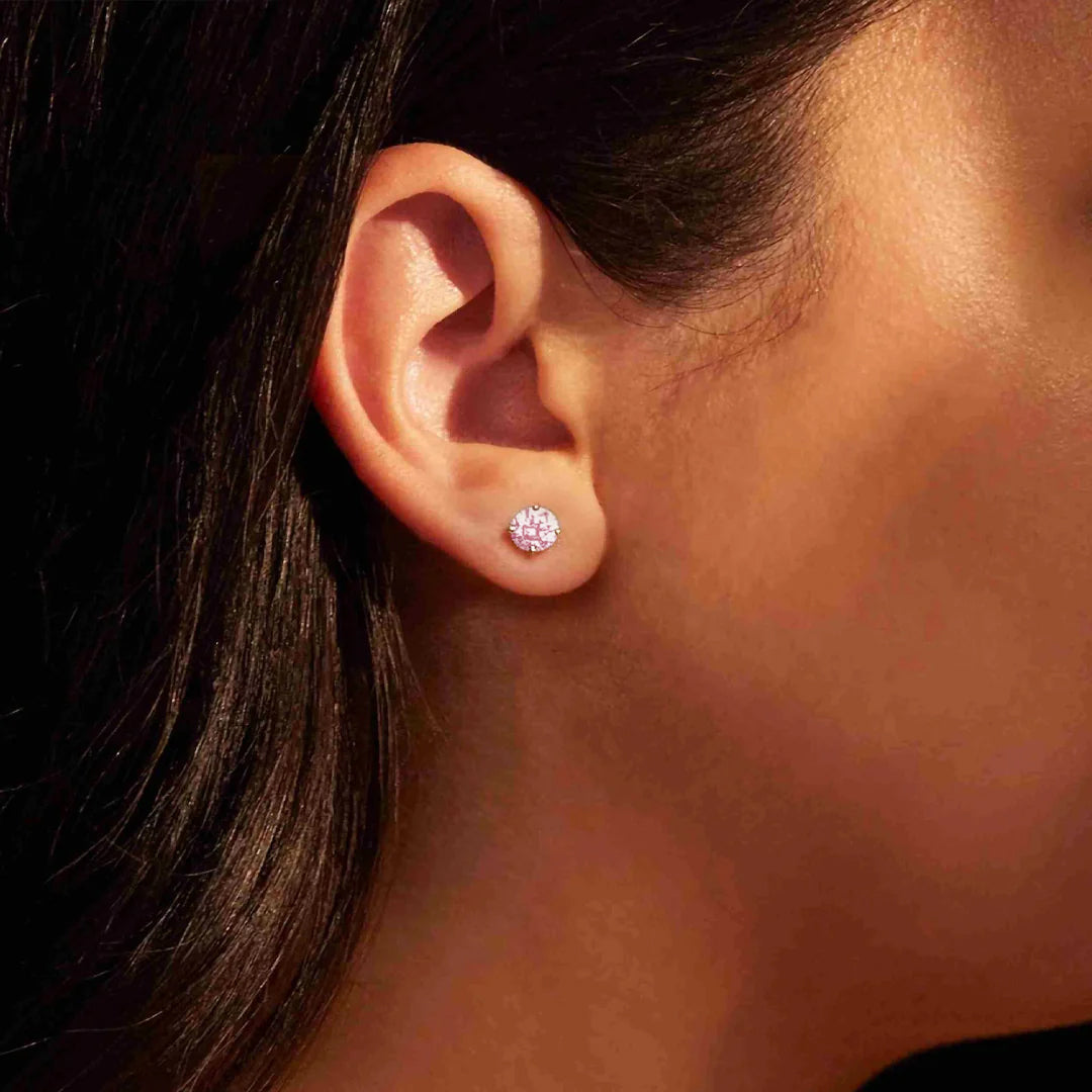 Rosavelle Pink Moissanite Stud Earrings by Nura Lab