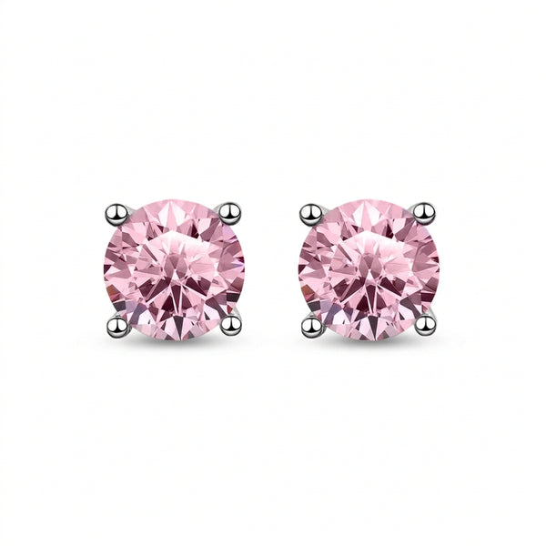 Rosavelle - Pink Moissanite Stud Earrings