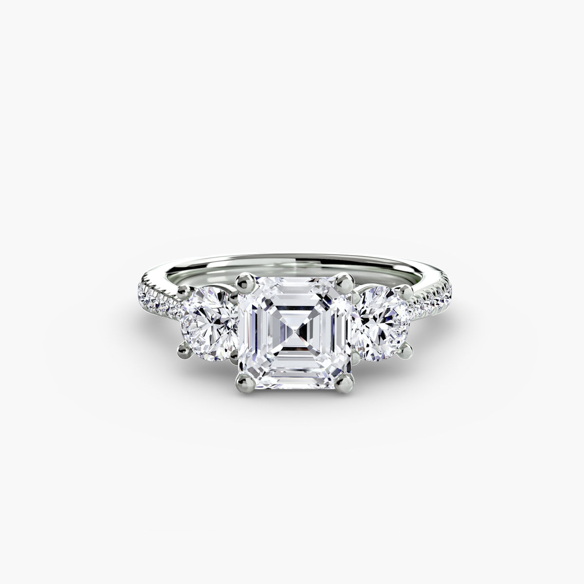 Three-Stone with Pavé Band.