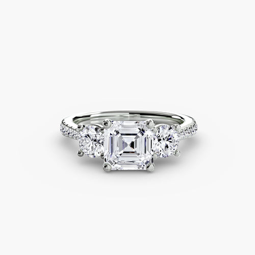 Three-Stone with Pavé Band.