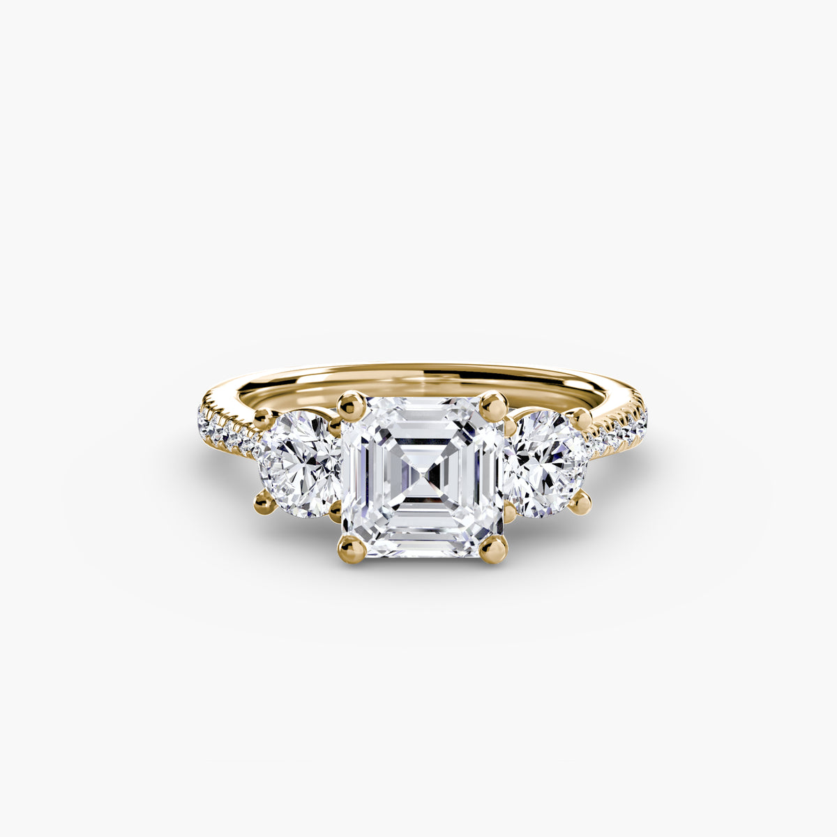 Three-Stone with Pavé Band.