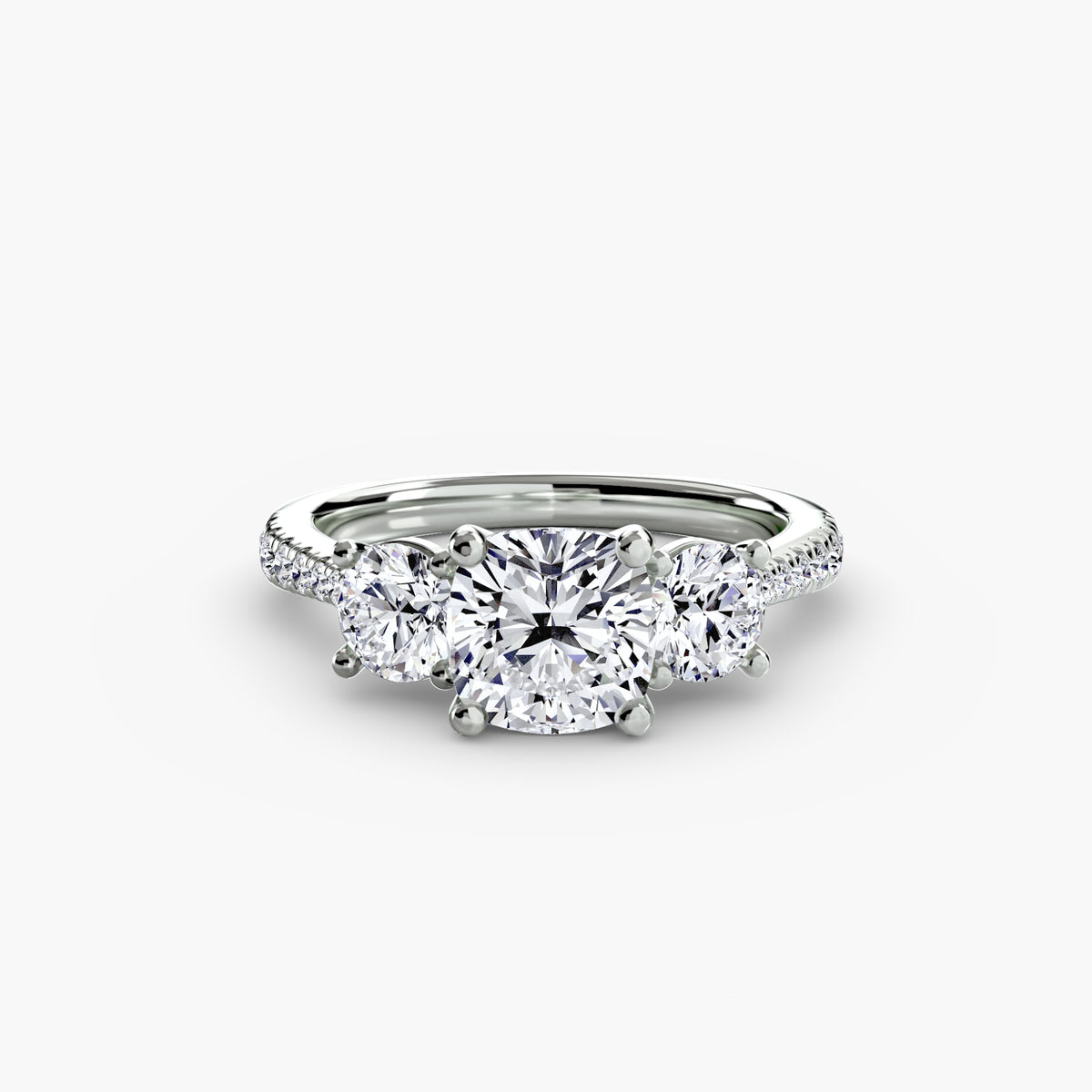 Three-Stone with Pavé Band.