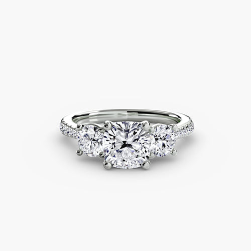 Three-Stone with Pavé Band.