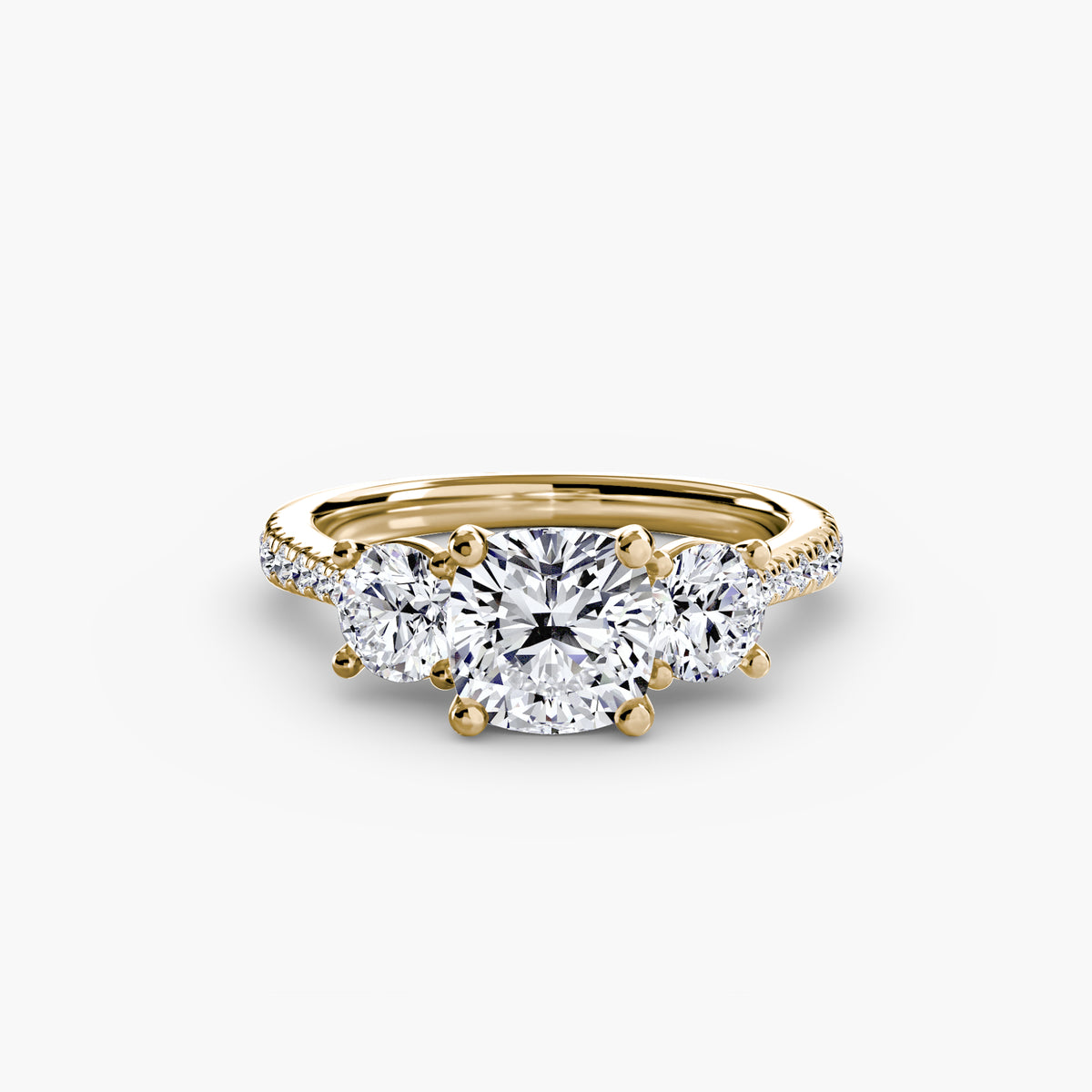 Three-Stone with Pavé Band.