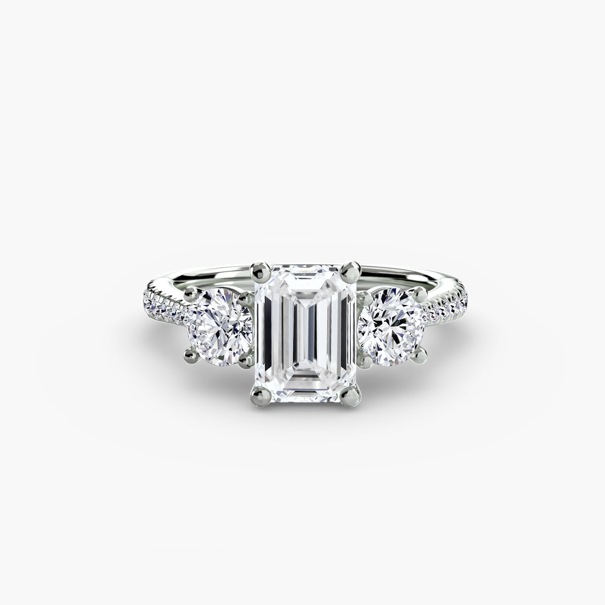 Three-Stone with Pavé Band.