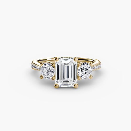 Three-Stone with Pavé Band.
