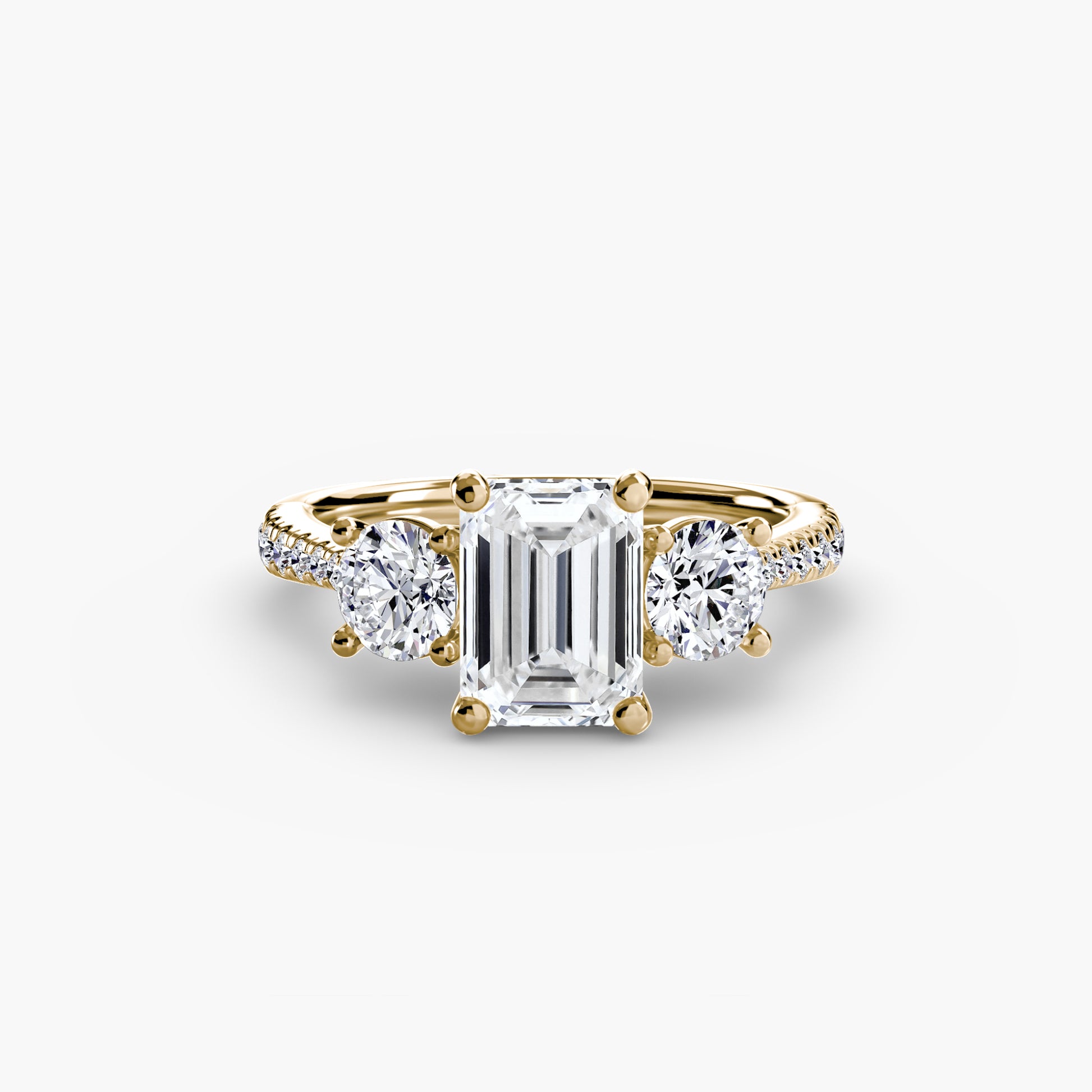 Three-Stone with Pavé Band.