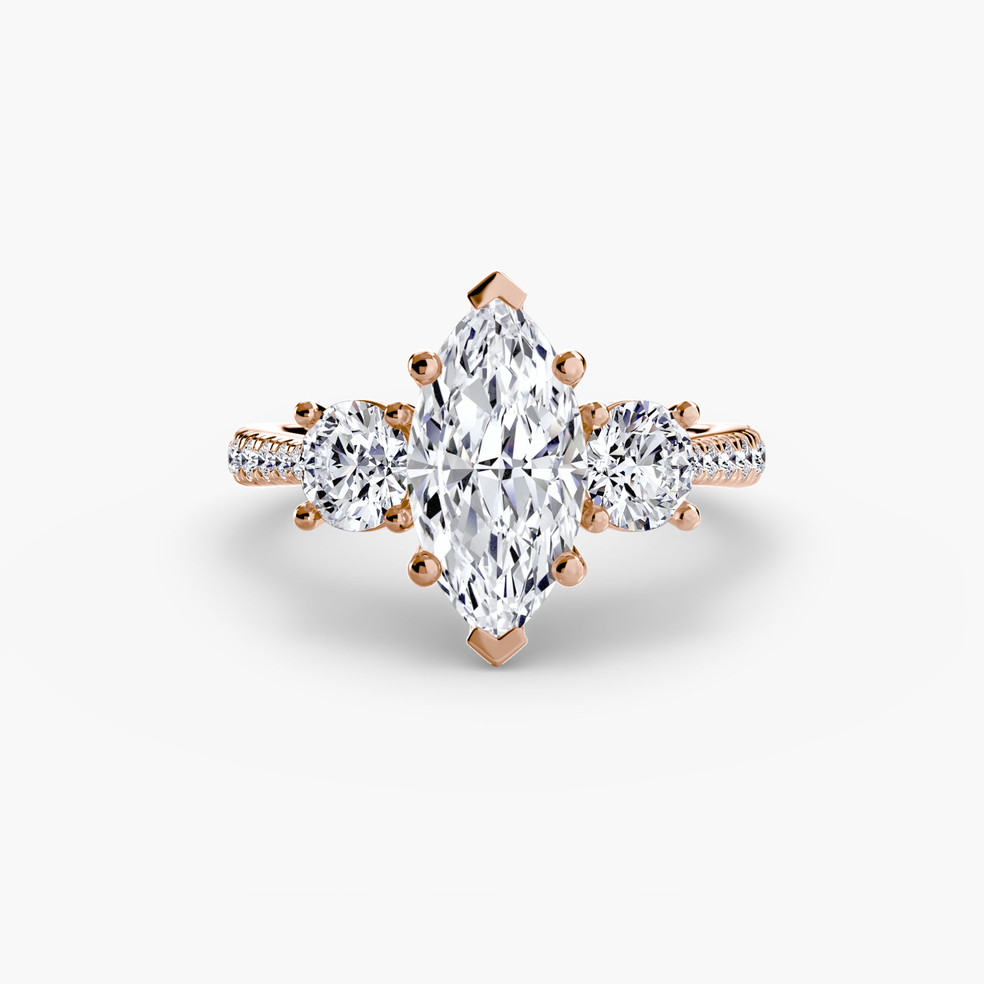 Three-Stone with Pavé Band.
