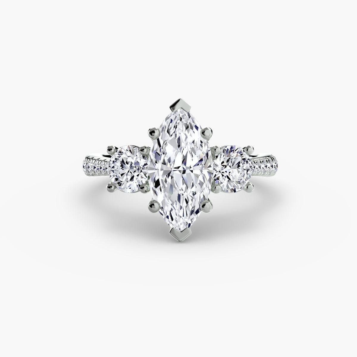 Three-Stone with Pavé Band.