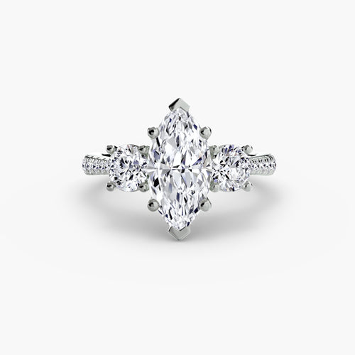 Three-Stone with Pavé Band.